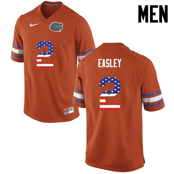 Florida Gators Men #2 Dominique Easley College Football Jersey USA Flag Fashion Orange